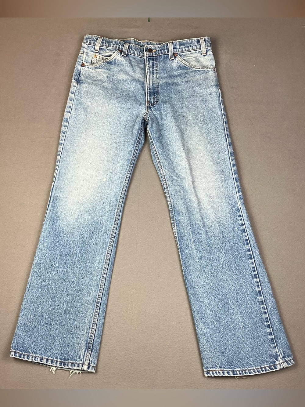 Vintage Levi's 517 Men’s Boot Cut Jeans Size 36x31 Orange Tab Light Blue Distres